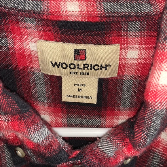 Red Plaid Woolrich Shirt M, Heavyweight Flannel - Picture 4 of 4